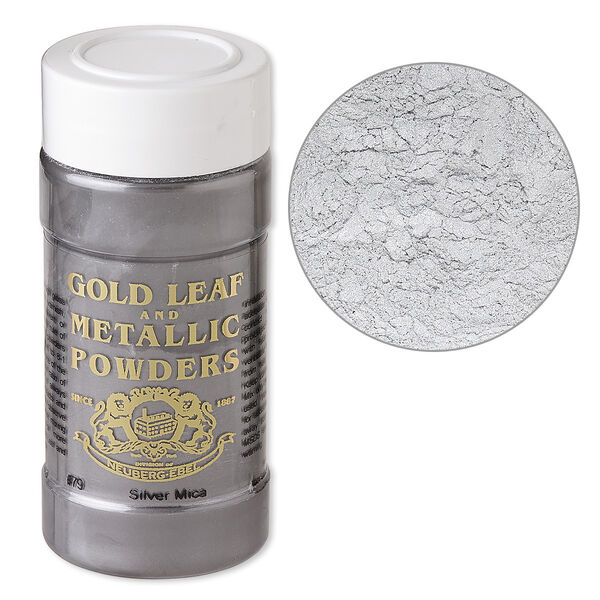Mica powder, Gold Leaf & Metallic Powders, pkg/1-ounce jar, silver (0079-002). image number 0