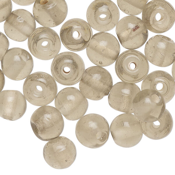 Bead, lampworked glass, translucent grey, 8mm round. Sold per 2-ounce pkg, approximately 80 beads. image number 0