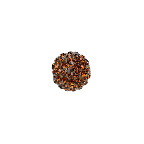 Bead, glass rhinestone / epoxy / resin, brown, 12mm round. Sold individually. image number 0