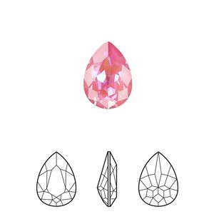 Fancy stone 1pk crystal lotus pink DeLite, Crystal Passions® 14x10mm pear 4320