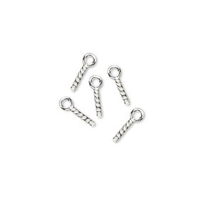 Screw eye, fine silver, 6mm peg with 2.5mm loop. Sold per pkg of 5.
