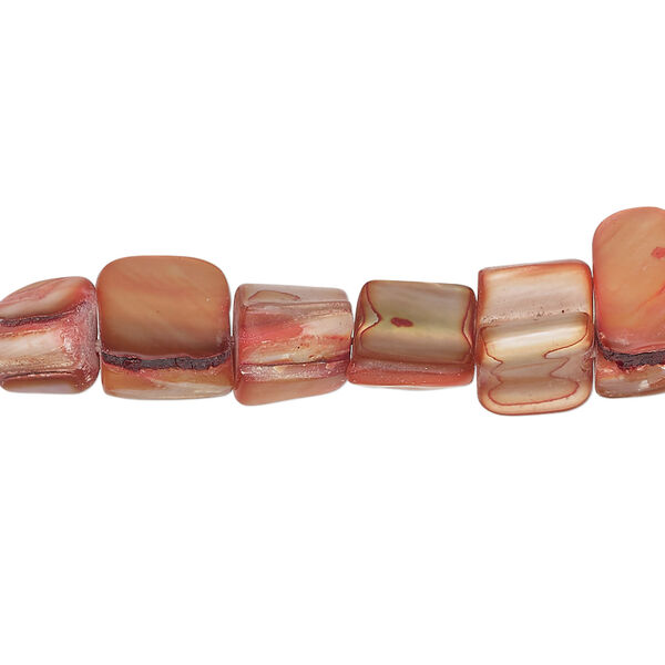 Mother-of-pearl shell 1pkg1, triangle tube bead 15 inch dark red-orange 8x6mm-13x9mm image number 0