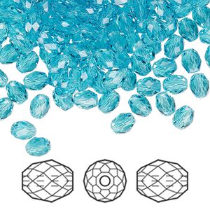 Bead 360pk light turquoise, Swarovski® 5x4mm olive briolette 5044