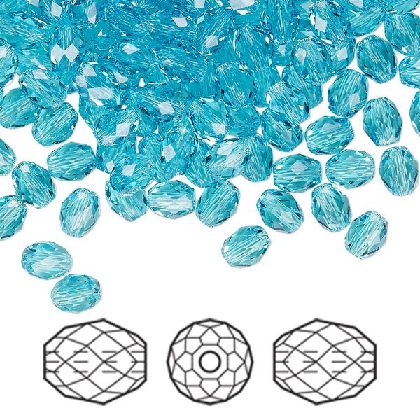 Bead 360pk light turquoise, Swarovski® 5x4mm olive briolette 5044 image number 0