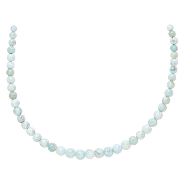 Larimar 1pkg1, hand-cut round bead natural 8 inch graduated 4-6mm image number 0