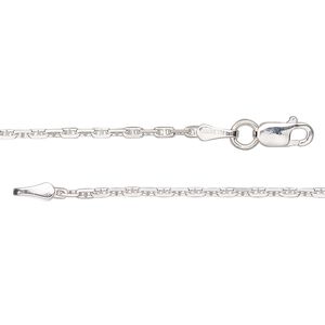 Chain 1pkg1 sterling silver anchor, 1.6mm / lobster claw clasp, Gossamer™ 16 inch