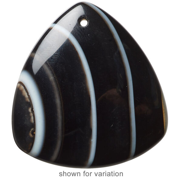 Black agate 1pkg1, rounded triangle focal 43x42x42mm image number 2