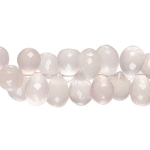 Rose quartz 1pkg1, hand-cut top-drilled faceted teardrop bead natural 7 inch 9x7mm-12x8mm