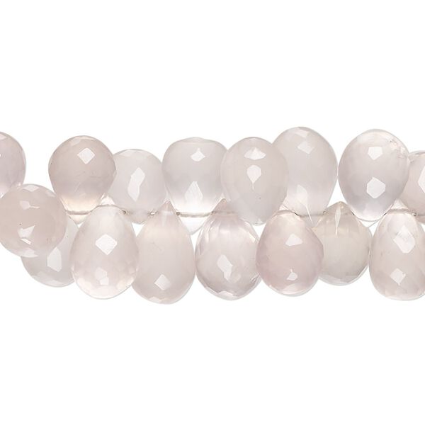 Rose quartz 1pkg1, hand-cut top-drilled faceted teardrop bead natural 7 inch 9x7mm-12x8mm image number 0