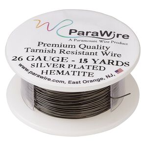 Wire, ParaWire™, enameled copper, hematite, round, 26 gauge. Sold per 15-yard spool.