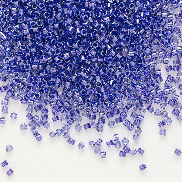 Seed bead, Delica®, glass, pkg/250g, #11 round, translucent purple-lined luster aqua (DB-0284). image number 0