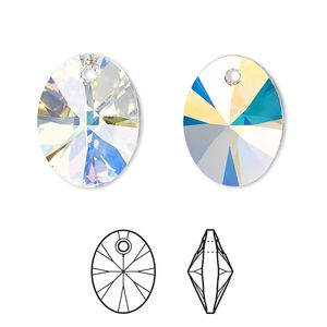 Drop 1pk crystal AB, Crystal Passions® 18x14mm pendant mini oval 6028