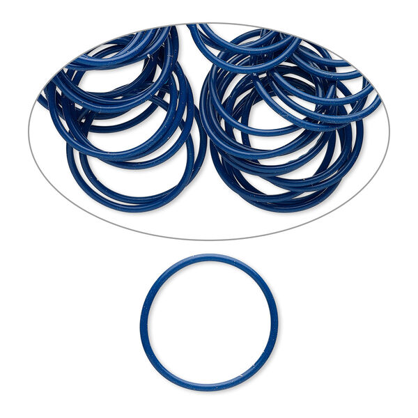 Component, Oh! Ring™, silicone, dark blue, 25mm round. Sold per pkg of 50. image number 0