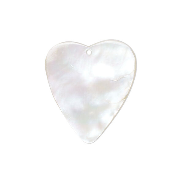 Drop, mother of pearl shell (natural), 25x23mm heart. Sold individually. image number 0