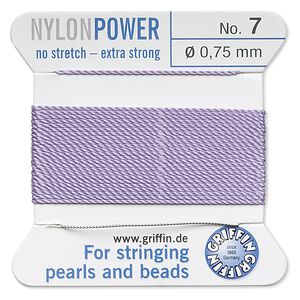 Thread, Griffin, nylon, lilac, size #7. Sold per 2-meter card (approximately 78 inches).