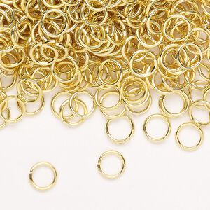 Jump ring steel 1182pk 6mm round, gold finish 20 gauge