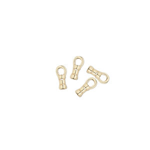 Crimp end 1pkg4 gold-plated pewter, 4x2mm tube / loop / 1mm inside diameter, JBB Findings