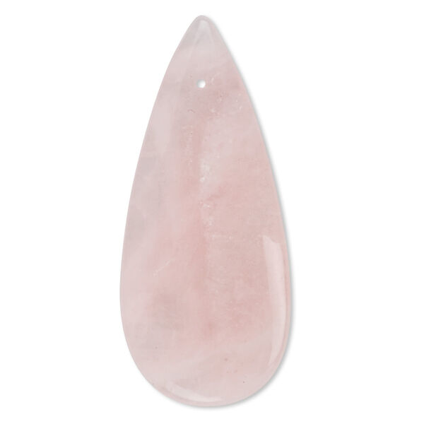 Focal, rose quartz (natural), 46x20mm flat teardrop, B grade, Mohs hardness 7. Sold individually. image number 0