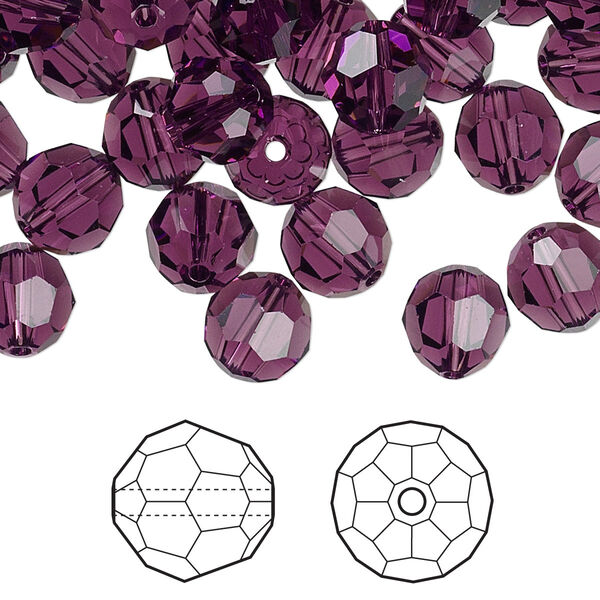 Bead 144pk amethyst, Crystal Passions® 8mm round 5000 image number 0