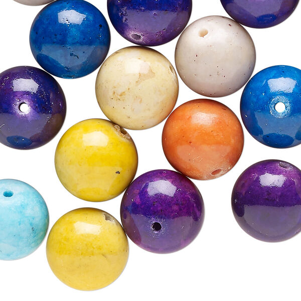 Fossil stone 1pkg1, round bead 4 oz 12mm image number 0