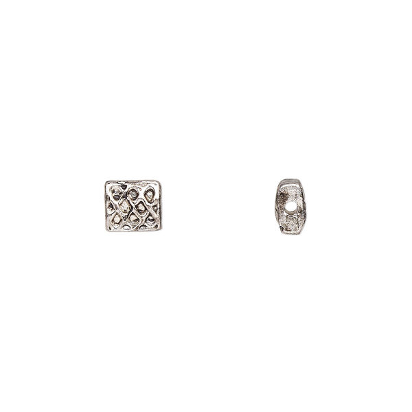 Bead, antiqued "pewter" (zinc-based alloy), 6x5.5mm rectangle with Celtic knot design. Sold per pkg of 24. image number 0