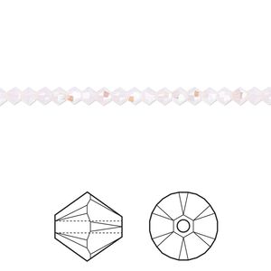 Bead 48pk rose water opal shimmer, Crystal Passions® 3mm bicone 5328