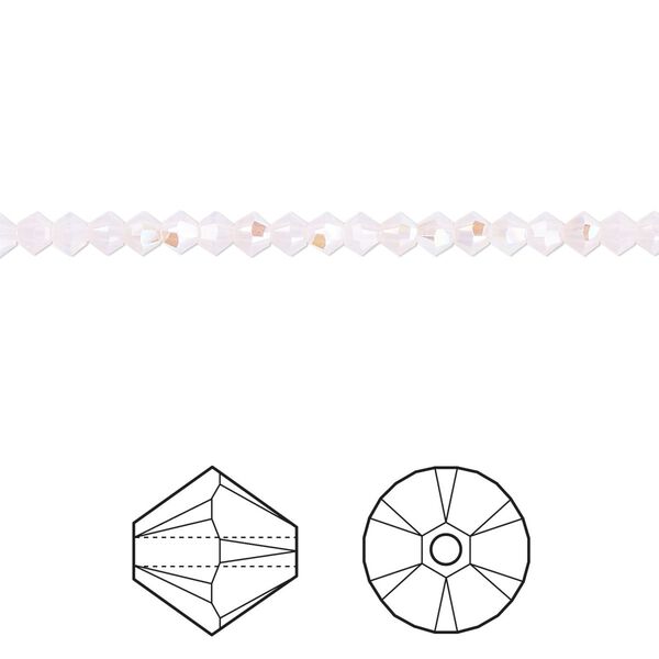 Bead 48pk rose water opal shimmer, Crystal Passions® 3mm bicone 5328 image number 0