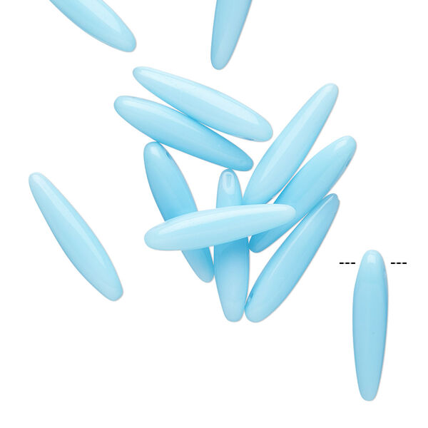 Bead, Preciosa Thorn™, Czech pressed glass, opaque baby blue, 16x4mm top-drilled thorn. Sold per pkg of 20. image number 0