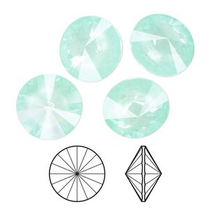 Chaton 144pk crystal soft mint ignite, Swarovski® 14mm rivoli 1122