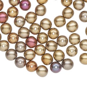 Czech glass 1pkg60, satin round druk bead bronze tone 6mm