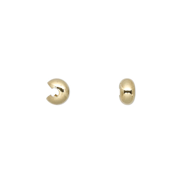 Crimp cover, gold-plated brass, 5mm round. Sold per pkg of 100. image number 0