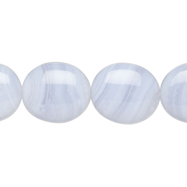 Bead, blue lace agate (natural), 16x14mm flat oval, B grade, Mohs hardness 6-1/2 to 7. Sold per 16-inch strand. image number 0