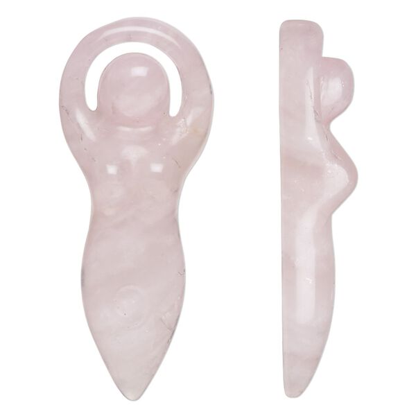Rose quartz 1pkg1, hand-cut undrilled goddess focal 39x15mm-40x16mm image number 0