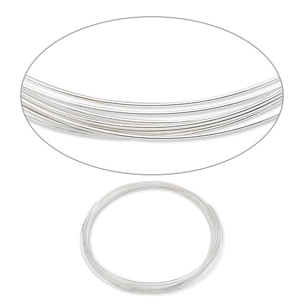 Wire, silver-plated carbon steel, 0.5-0.6mm thick, 2-1/4 inch inside diameter. Sold per 1-ounce pkg, approximately 50 loops. image number 0