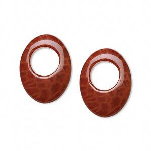 Fire crackle agate 1pkg2, oval go-go component 20x15mm