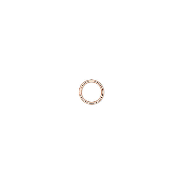 Jump ring, copper-plated brass, 6mm soldered round, 4.5mm inside diameter, 20 gauge. Sold per pkg of 100. image number 0