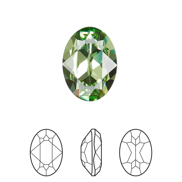 Fancy stone 1pk peridot foil back, Crystal Passions® Regenerated 18x13mm oval 4120 image number 0