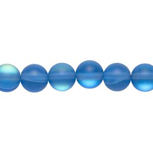 Bead, iridescent glass, translucent matte blue, 8mm round. Sold per 15-1/2" to 16" strand.