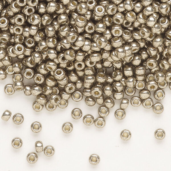 Seed bead, Miyuki, glass, pkg/250g, #8 rocaille, Duracoat® opaque galvanized pewter, (RR-4222). image number 0