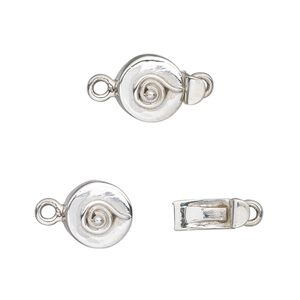 Clasp tab 1pkg1 sterling silver, 10mm round, 1-strand