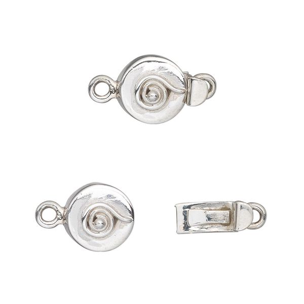 Clasp tab 1pkg1 sterling silver, 10mm round, 1-strand image number 0