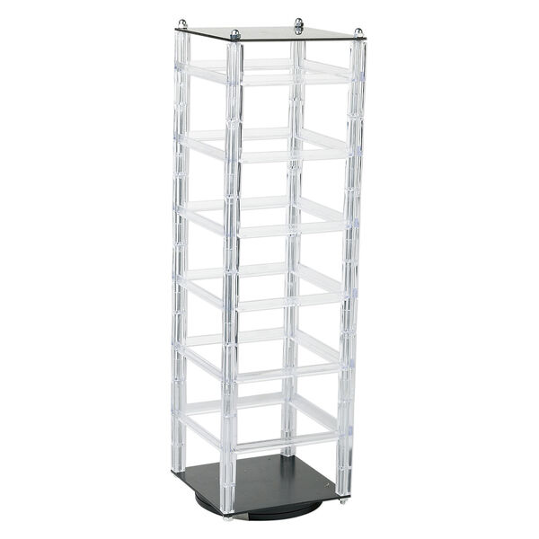 Display, earring, acrylic, clear and black, 18x5x5-inch revolving square. Sold individually. image number 0