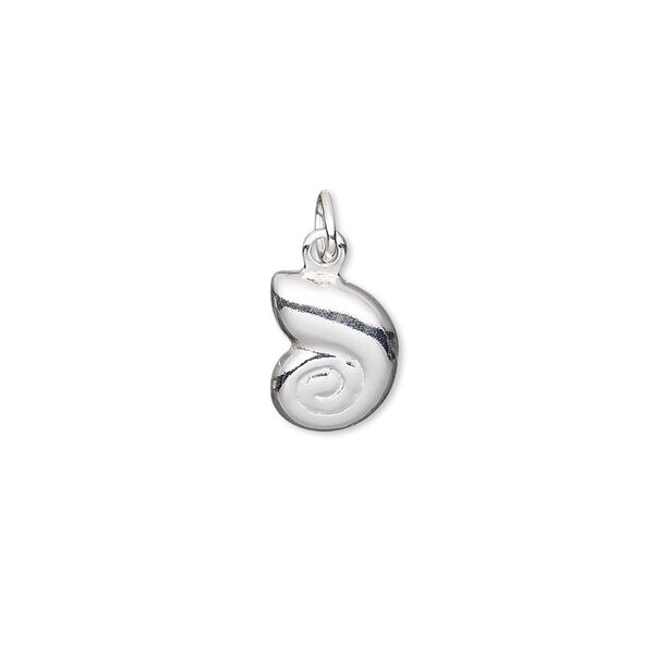 Charm, sterling silver-filled, 10x9mm double-sided shell with closed jump ring. Sold individually. image number 0