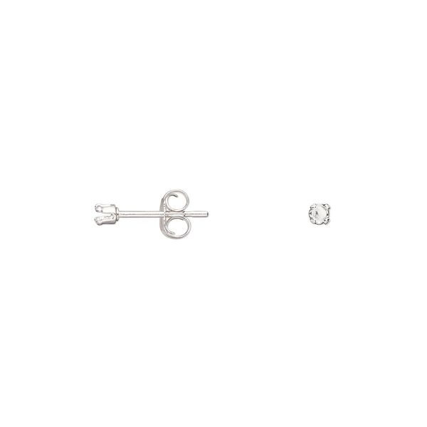 Earstud 1pkg2 sterling silver, 2mm round 4-prong setting / earnuts, 1 pair image number 0