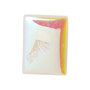 Druzy agate 1pkg1, hand-cut non-calibrated dichroic rectangle cab 28x20mm-34x25mm
