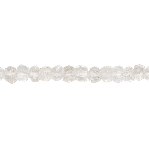 Bead, quartz crystal (natural), 4x3mm-5x4mm hand-cut tumbled faceted rondelle, C- grade, Mohs hardness 7. Sold per 12-inch strand. image number 0
