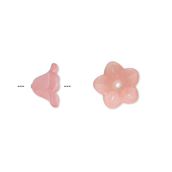 Component, acrylic, translucent frosted pink, 11x7mm flower. Sold per pkg of 100. image number 0