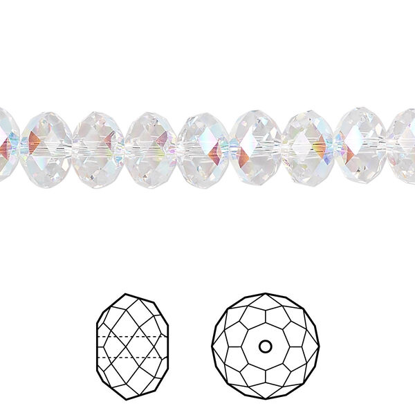 Bead 12pk crystal AB, Crystal Passions® 8x6mm rondelle 5040 image number 0