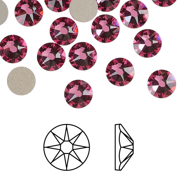 Flat back 144pk rose foil back, Swarovski® 7.07-7.27mm rose round SS34 2088 image number 0