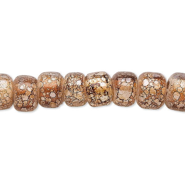 Bead, crackle glass, brown, 9x7mm crow. Sold per 15-1/2" to 16" strand. image number 0